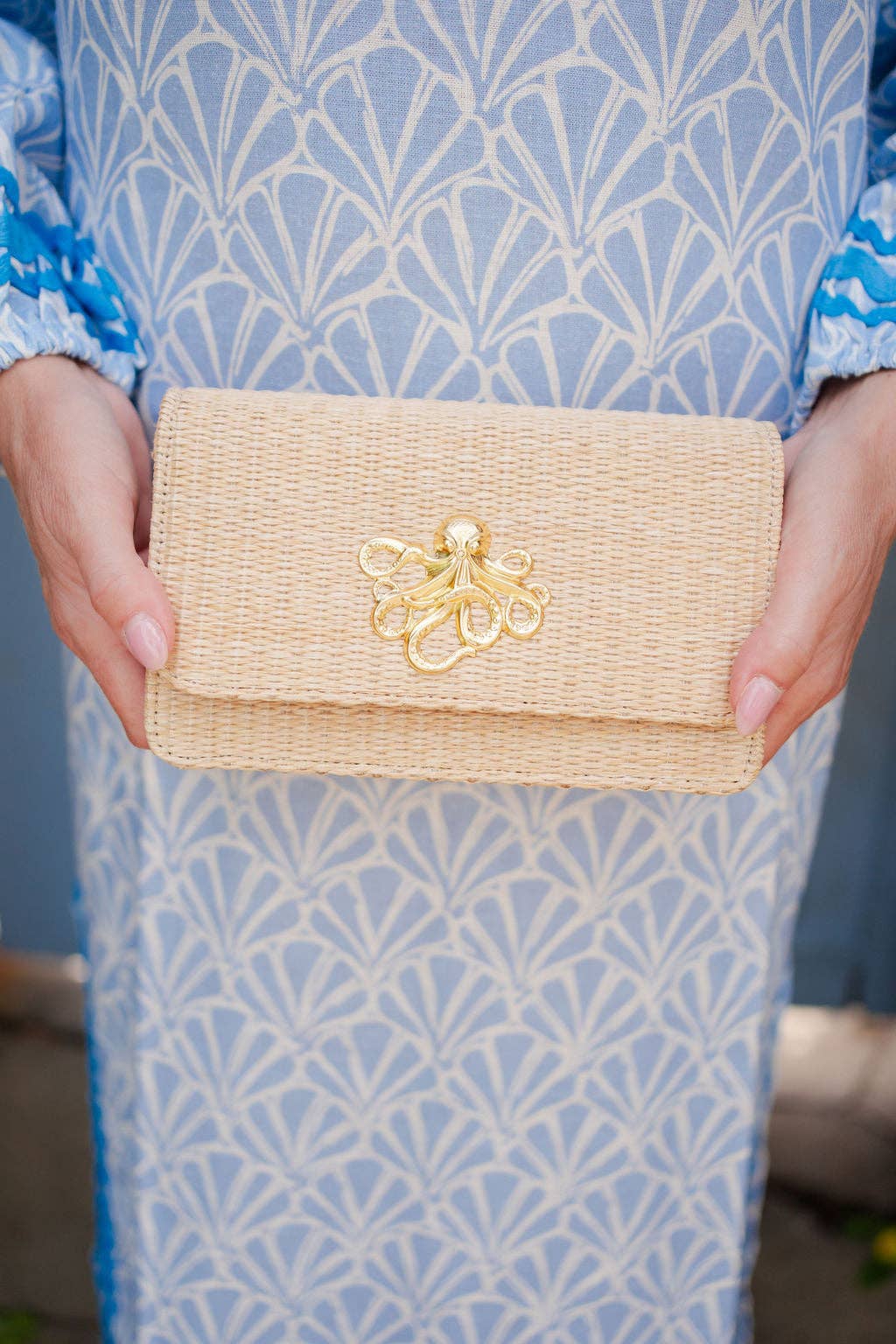 Ruby Straw Clutch- Gold Charm