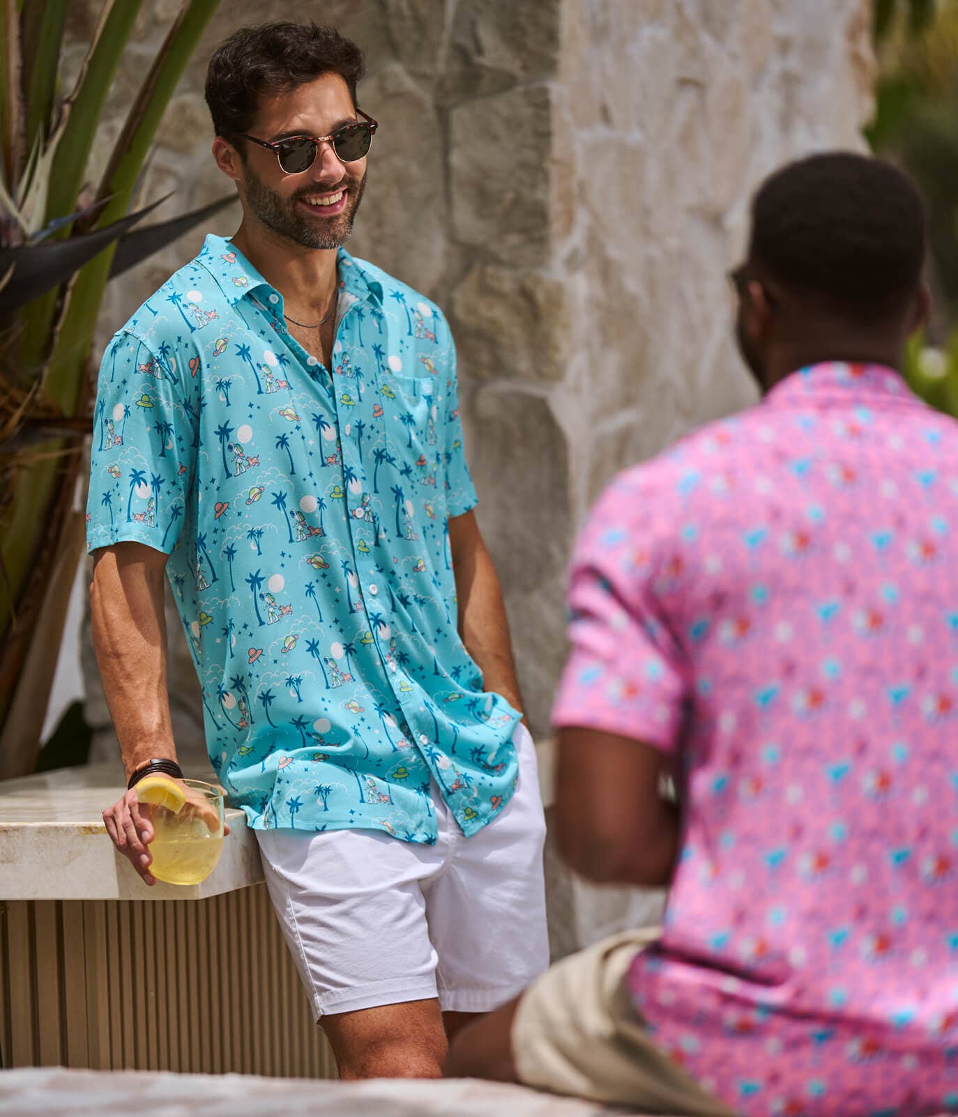 Full Moon Men's Hawaiian Shirt - Funny Astronaut Button Down
