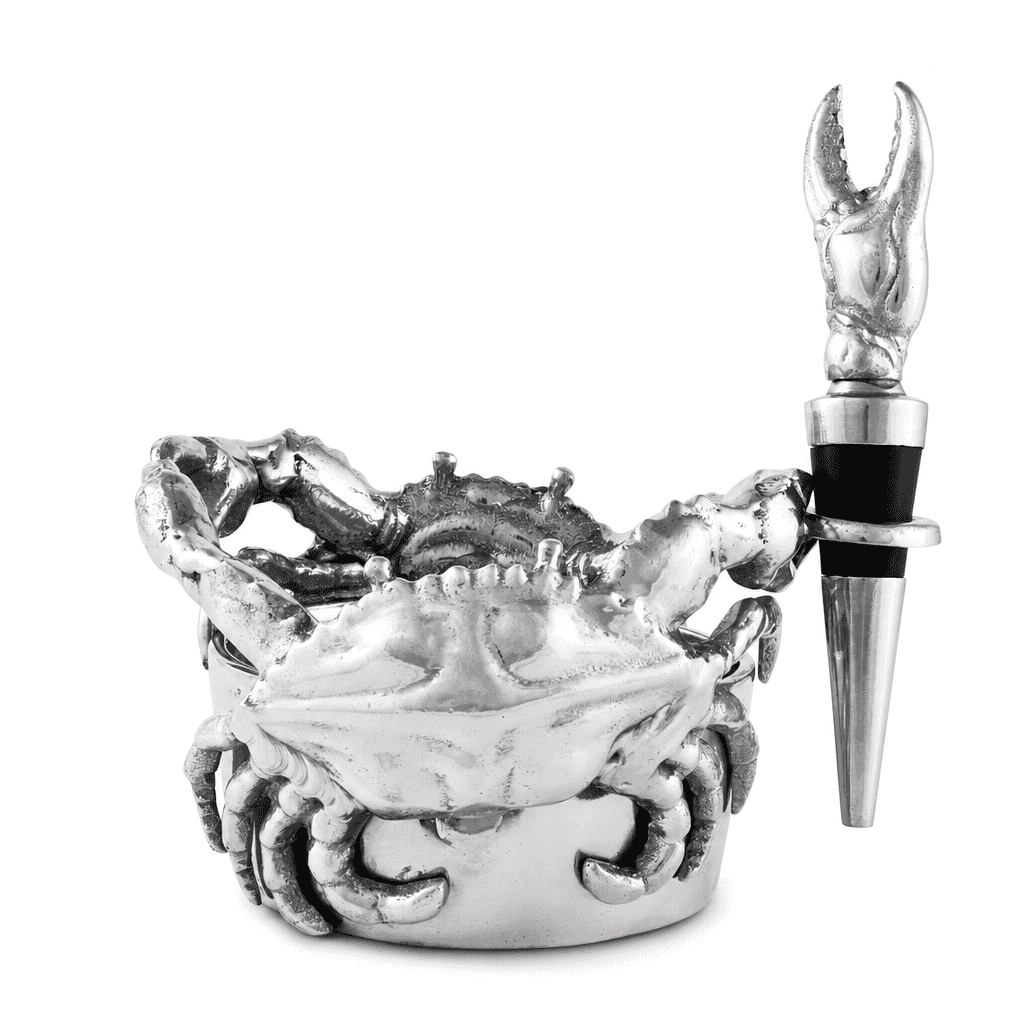 Crab Wine Caddy and Stopper Set