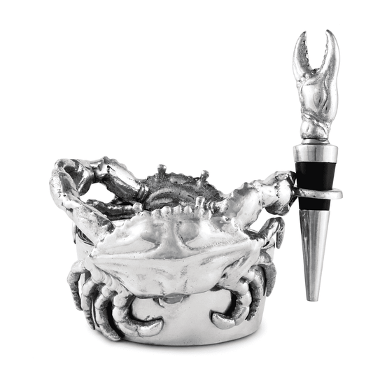 Crab Wine Caddy and Stopper Set