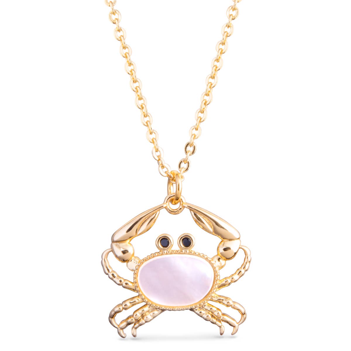 Mother of Pearl Crab Necklace -  Gold