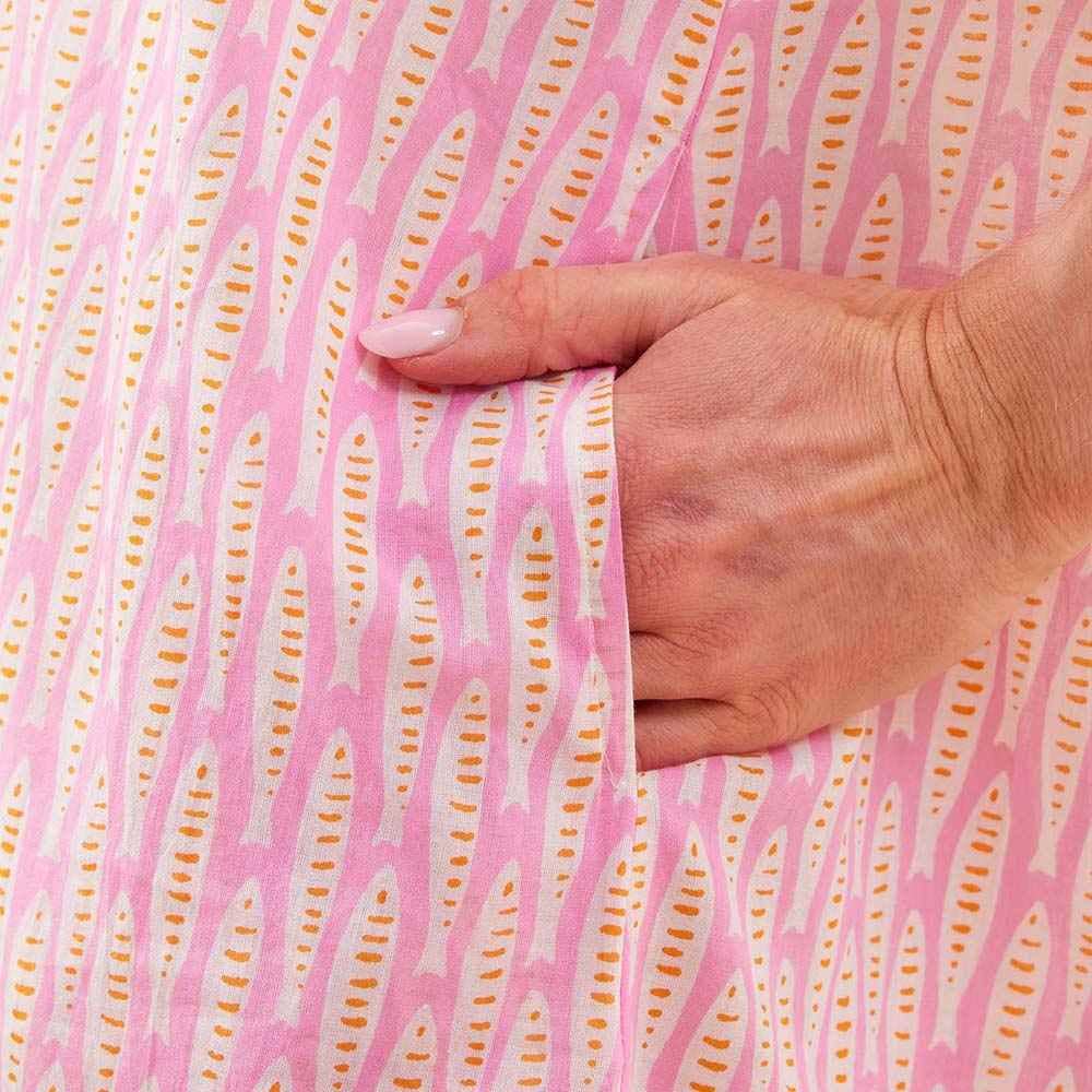 Sardina Pink Cotton Button Down Beach Tunic