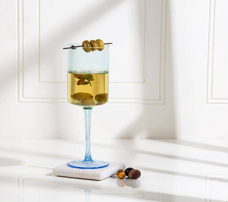 Slender Blue Wine Glass
