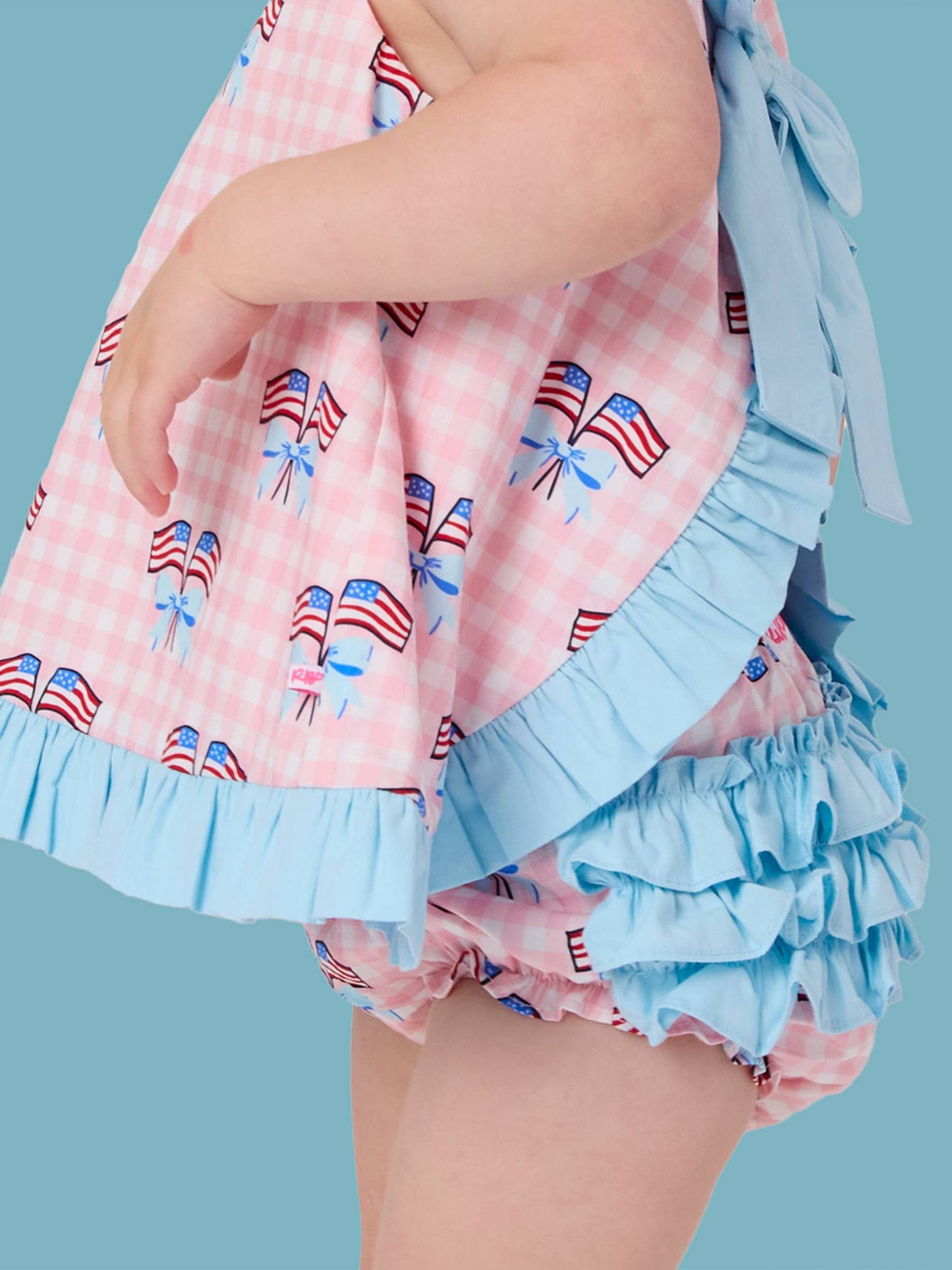 Baby Girls Pink Patriotic Gingham Ruffle Swing Top & Ruffle Bloomer Set