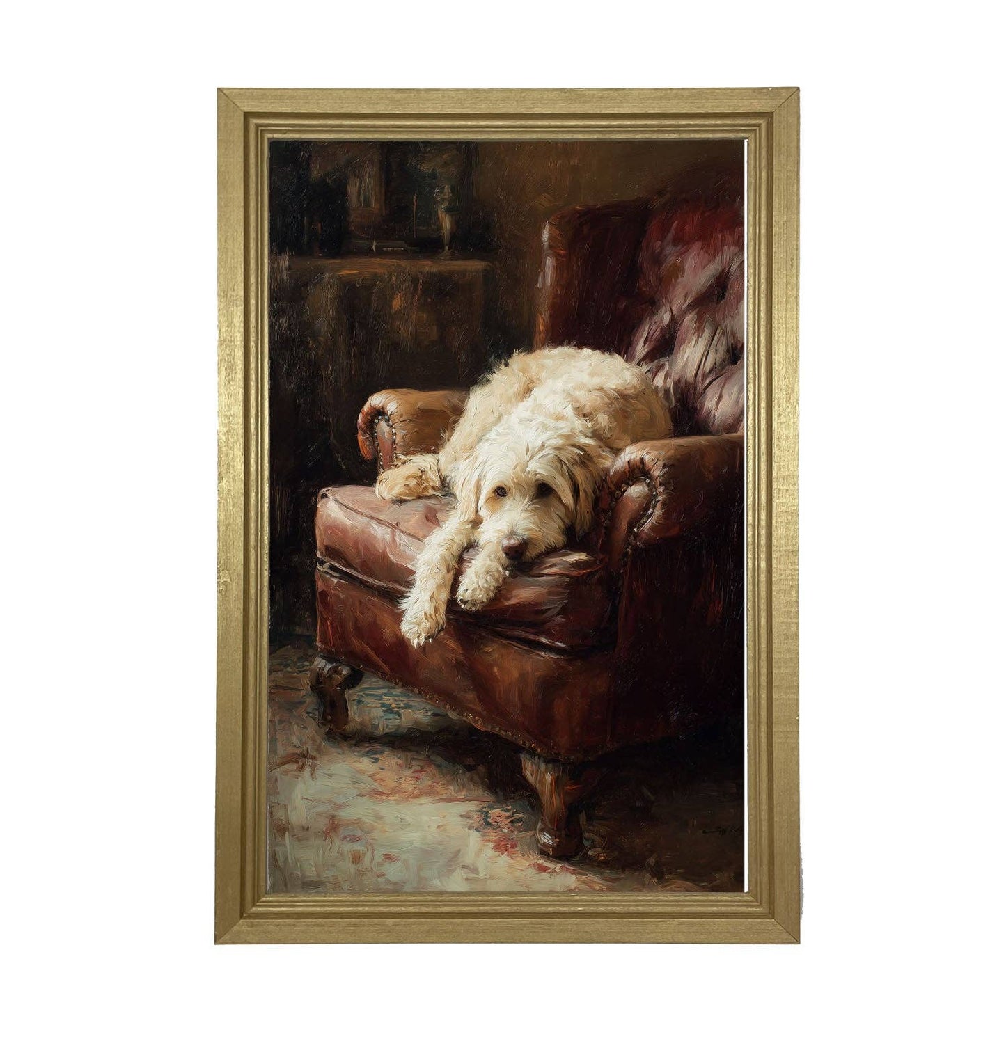 Armchair with Labradoodle - Vertical Frame