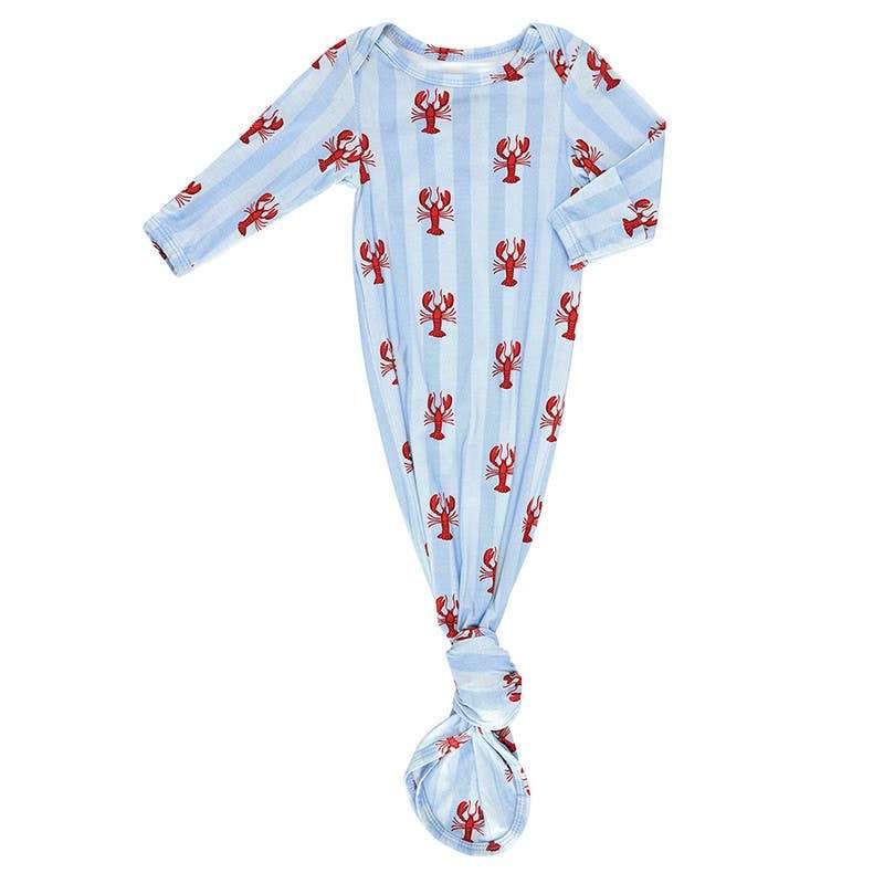 Knotted Gown - Blue Stripes + Lobsters
