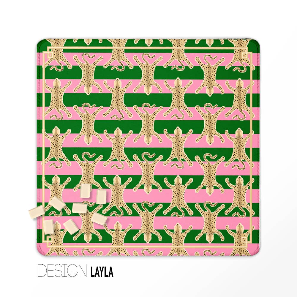 Mahjong Mat, Neoprene, Preppy,Chinoiserie, Boutique Monogram