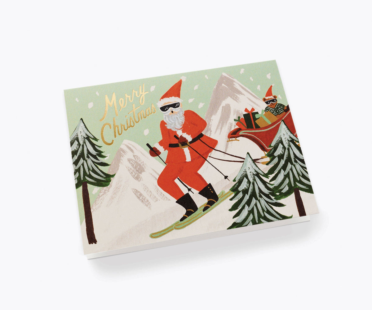 Skiing Santa card