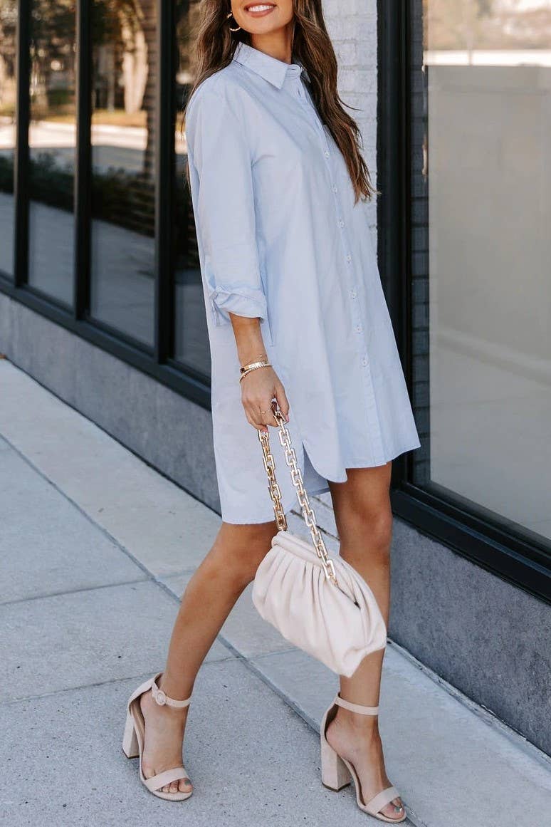 Loose casual long sleeve shirt dress