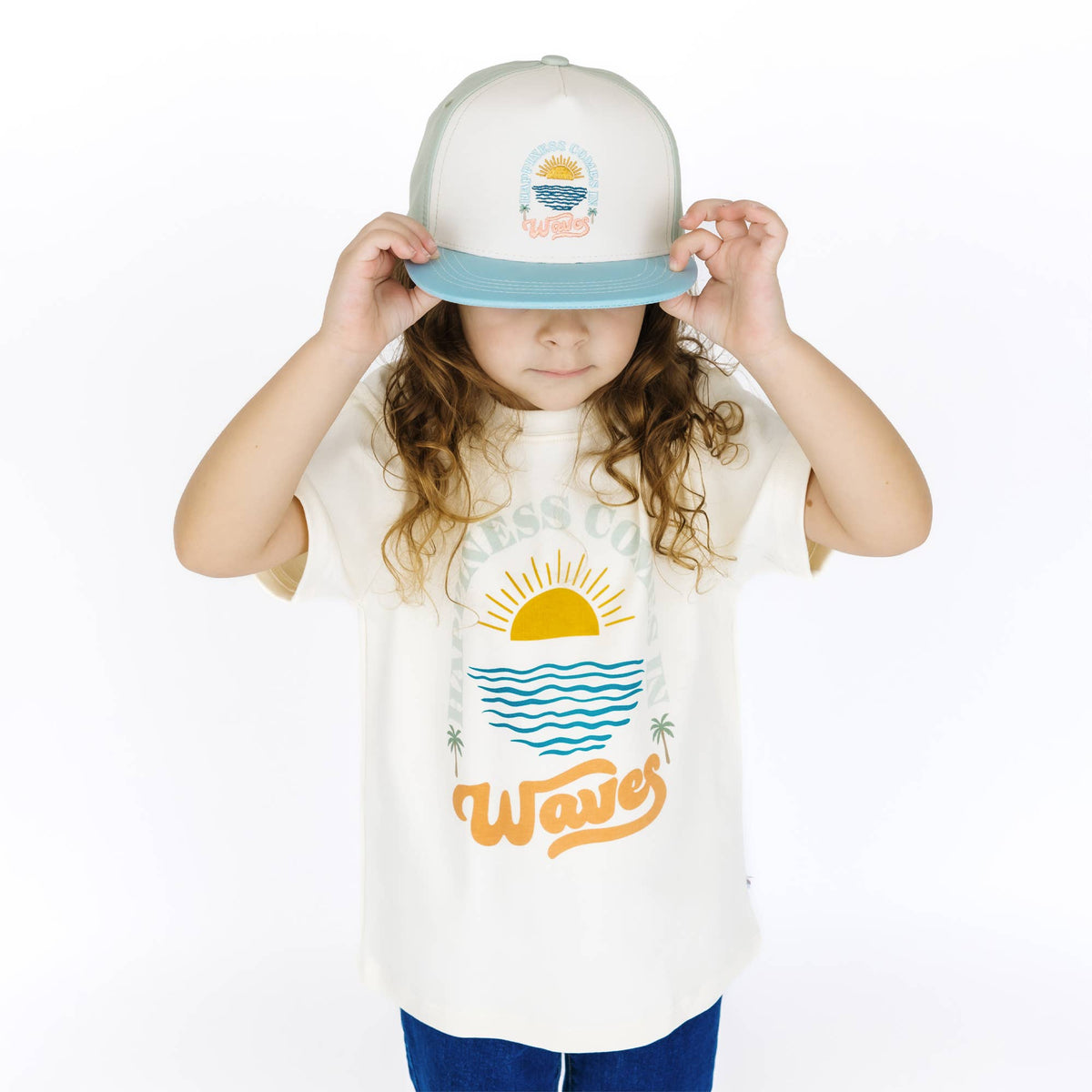 Happiness Comes In Waves Snapback Hat