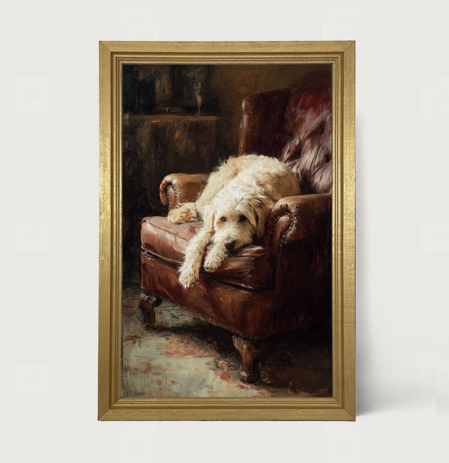 Armchair with Labradoodle - Vertical Frame