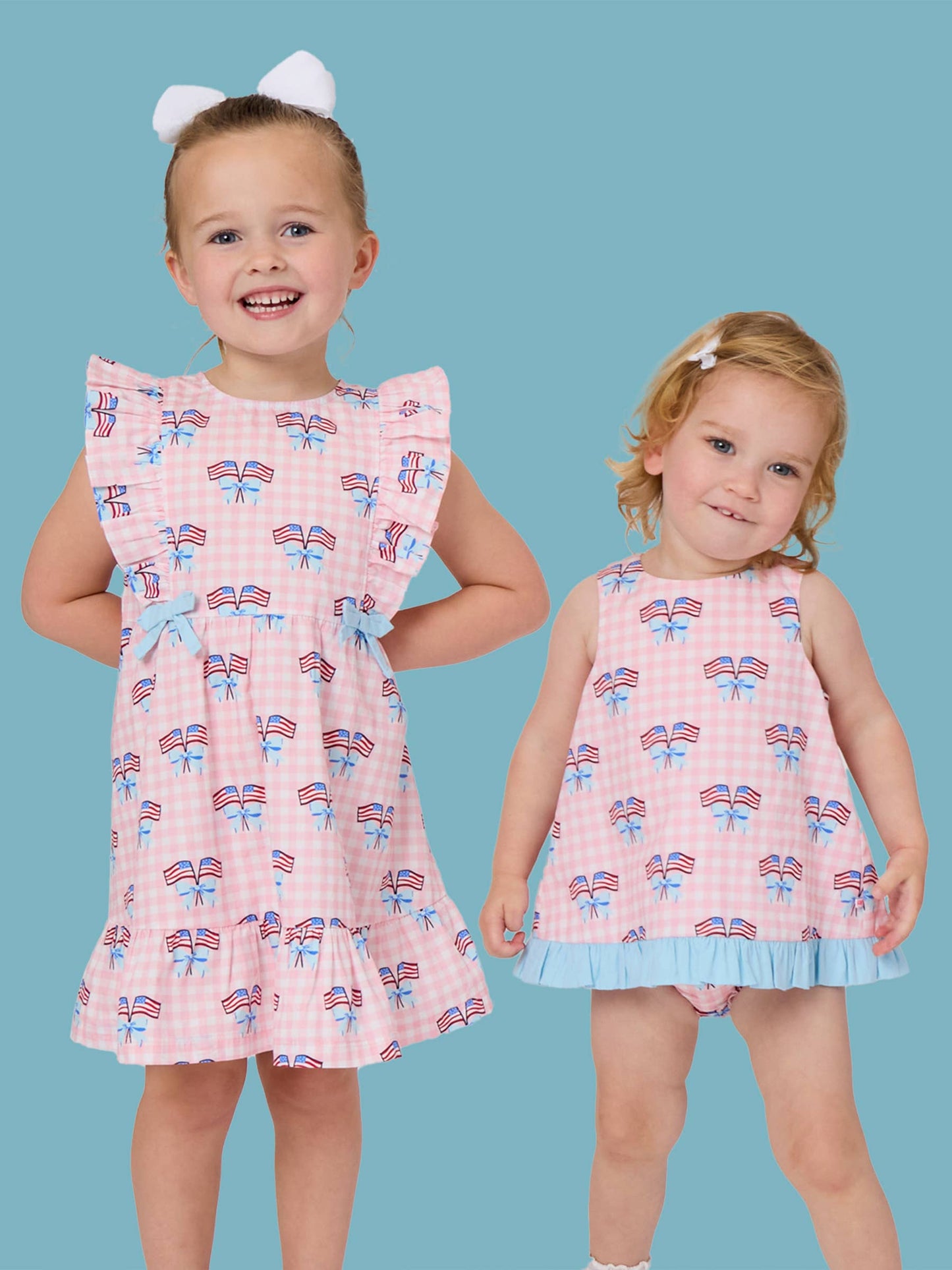 Baby Girls Pink Patriotic Gingham Ruffle Swing Top & Ruffle Bloomer Set
