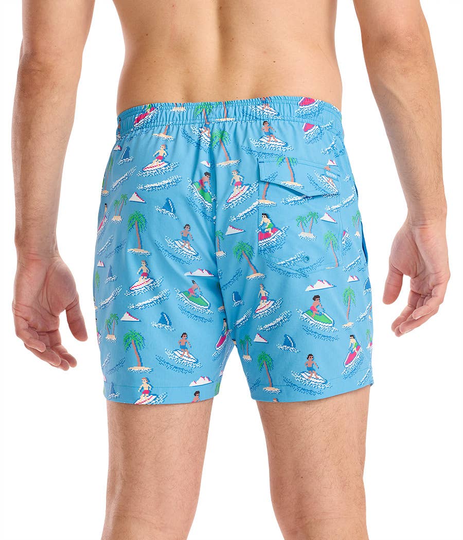 Aquaholic Men's Stretch Swim Trunks - 6" Surfer Bathing Suit