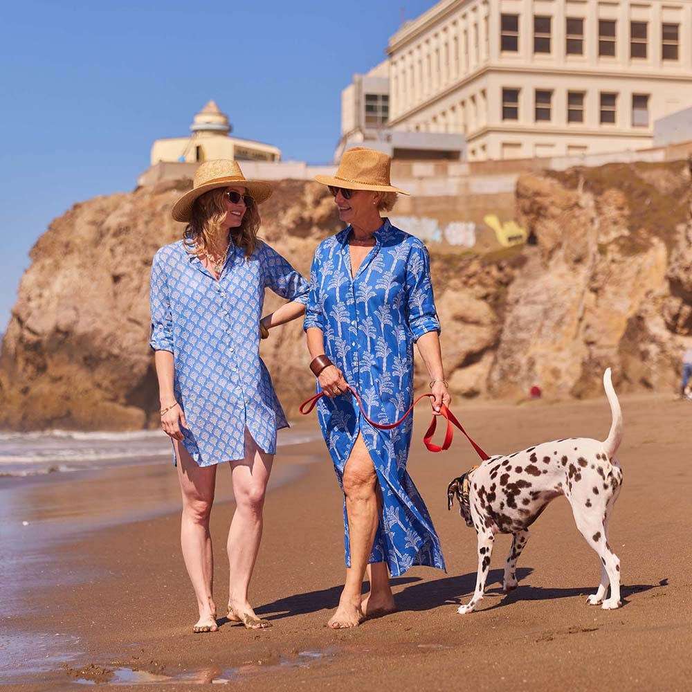 Fifer Blue Cotton Button Down Beach Tunic