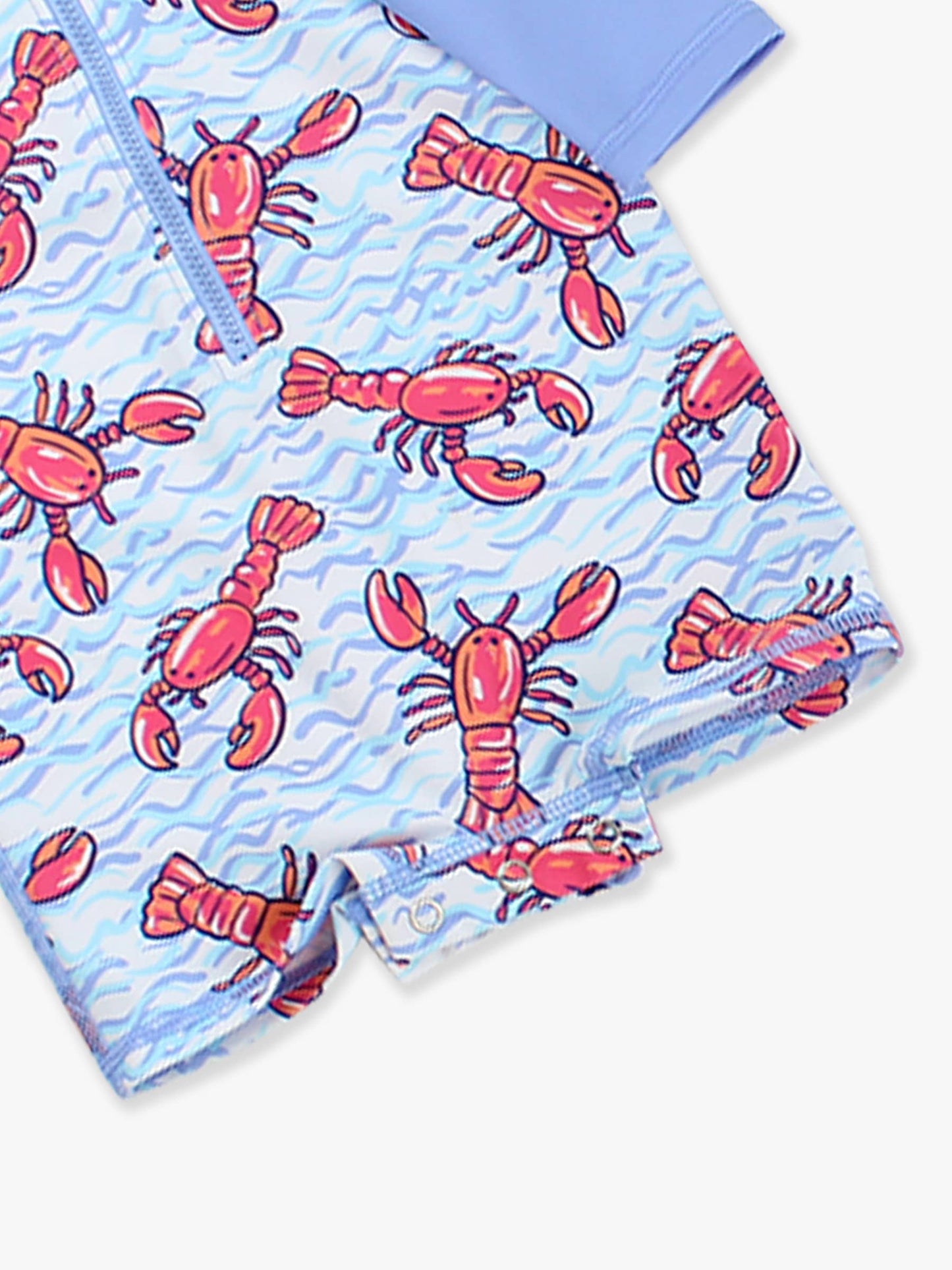 Baby Boys Blue Lobster Lagoon Long Sleeve One Piece Rash Guard Swimsuit