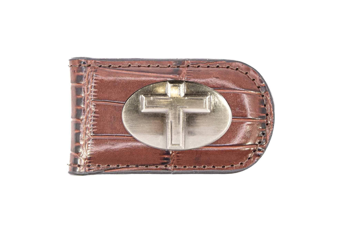 Christian Cross Leather Magnetic Money Clip Wallet