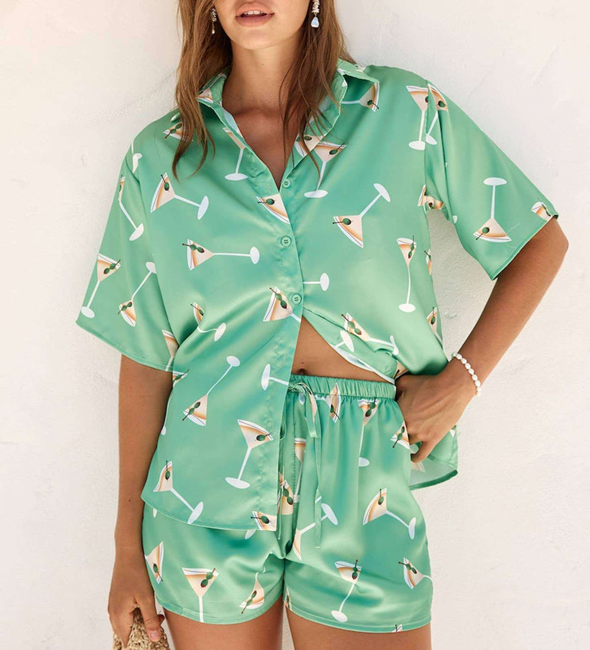 Wine Glass Print Summer Lounge Set