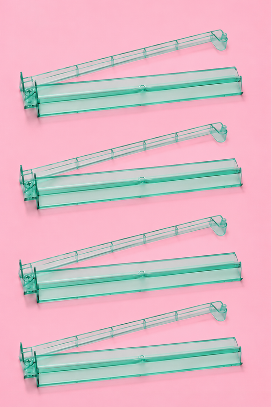 Green Acrylic Mahjong Tile Racks Racks with Pushers Set of 4, 17.5"W