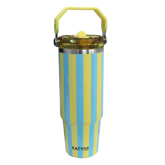 Yellow and Aqua Stripe 30 Oz Cabana Tumbler