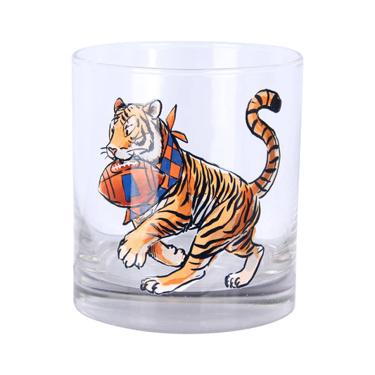 Orange and Blue Tiger Running Rocks Glass