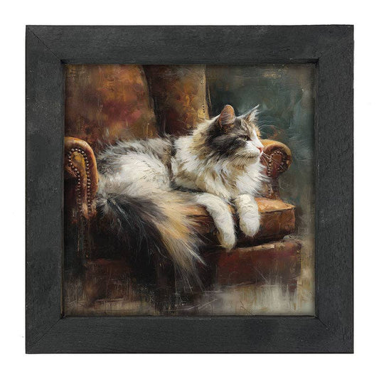 Armchair with Long Haired Cat - Square Frame