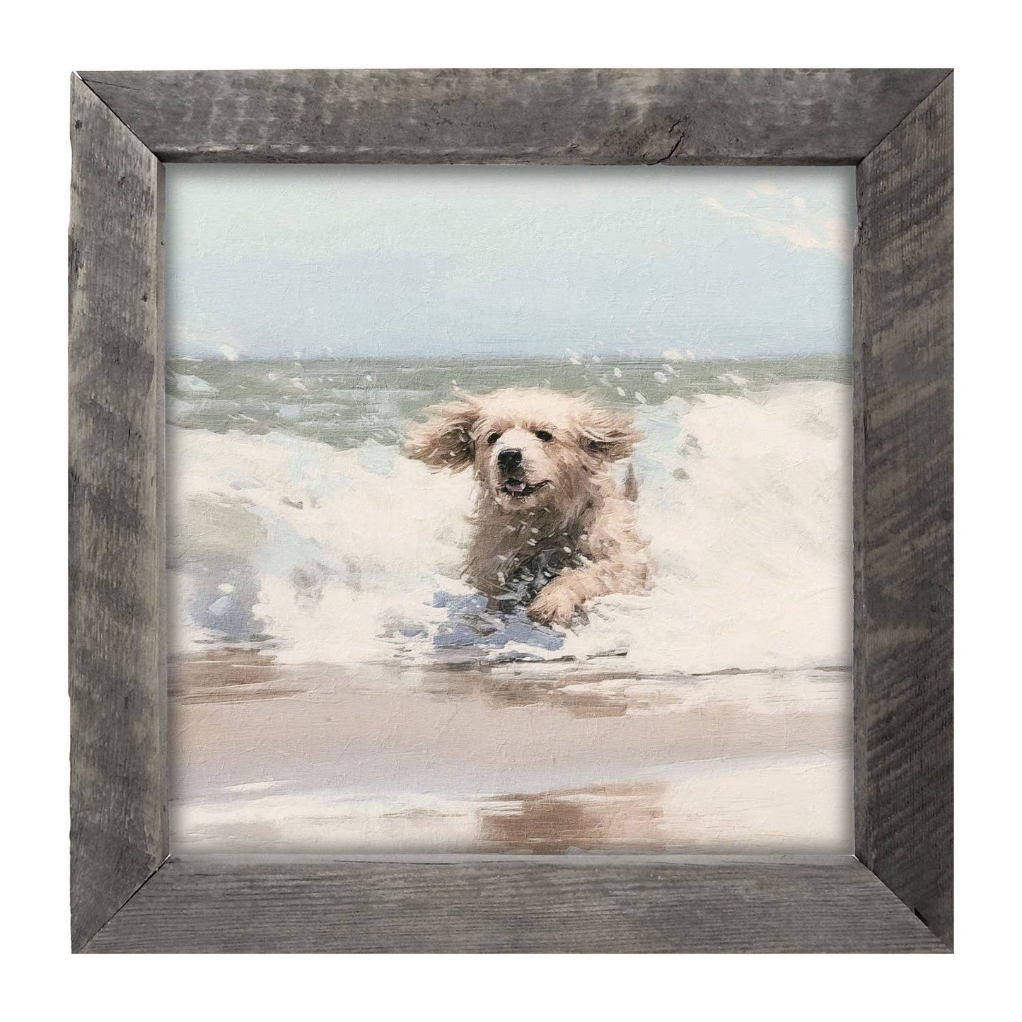 Dog running in water