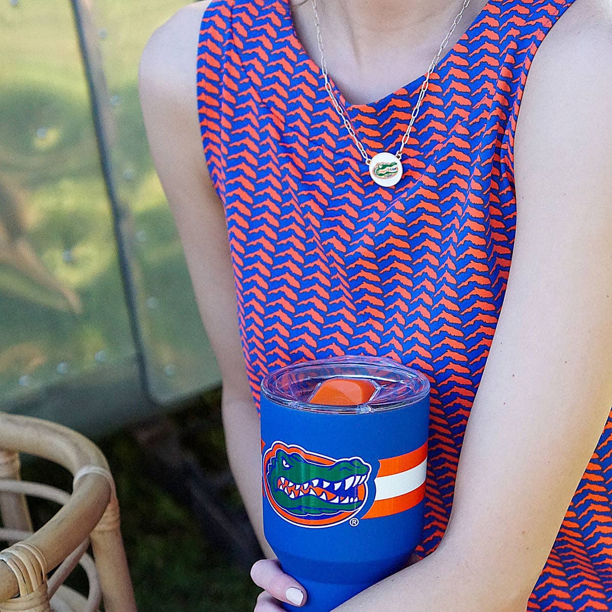 Florida Gators Enamel Disc Pendant Necklace in White