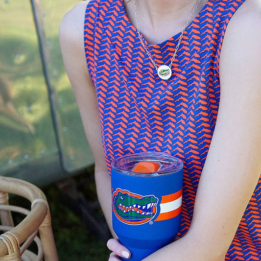 Florida Gators Enamel Disc Pendant Necklace in White
