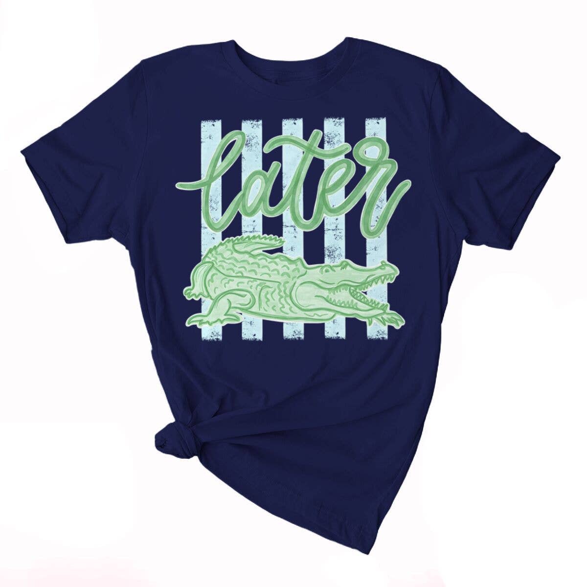 Stripe Later Gator Alligator Graphic Tee Cotton Shirt