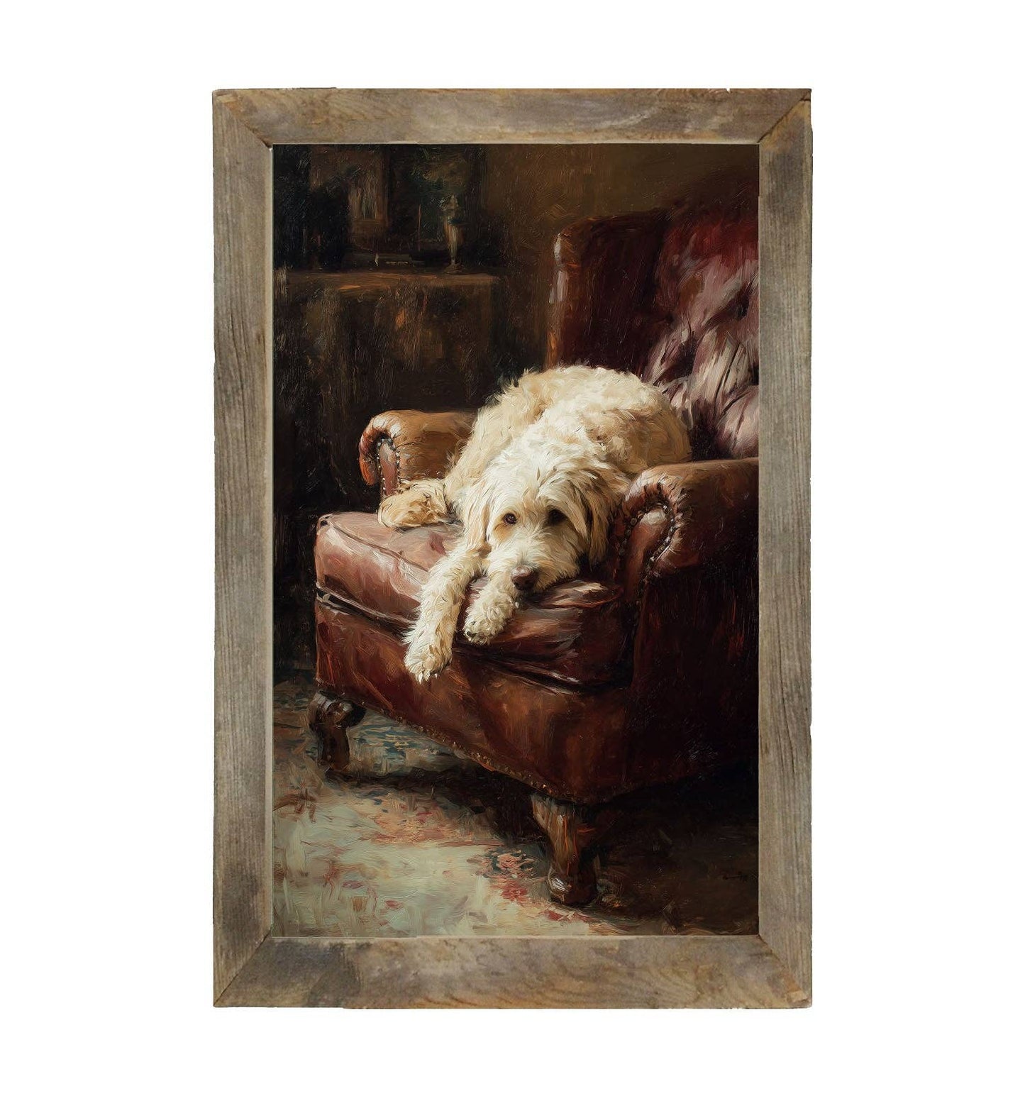 Armchair with Labradoodle - Vertical Frame