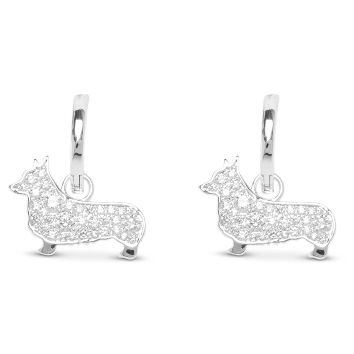 Silver CZ Pet Dog Earrings