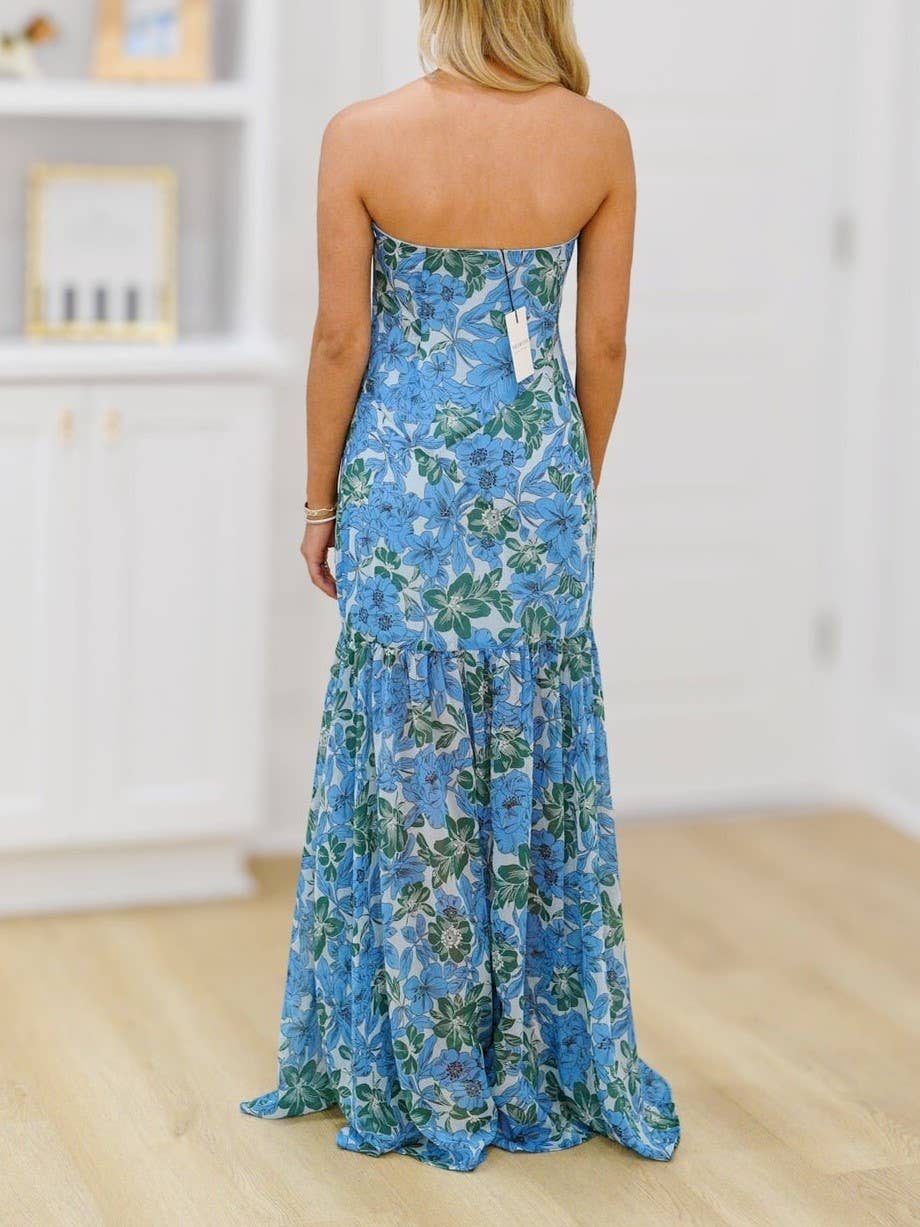Dopamine Gorgeous Floral Strapless Mermaid Dress
