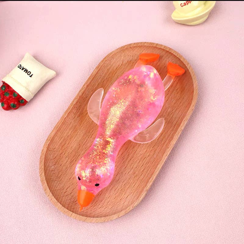 Cute Goose Duck Glitter Squishy Squeeze Toy Fidget Toy