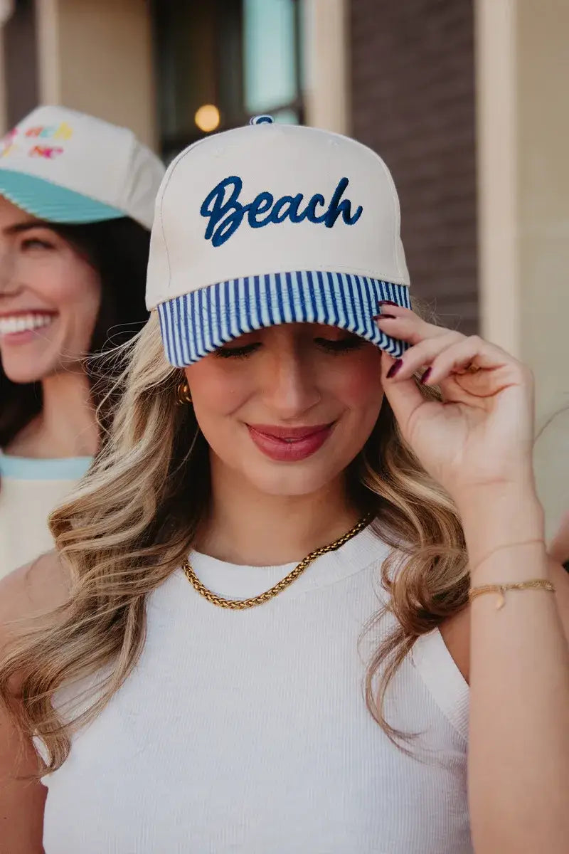 Beach Cursive Two-Toned Trucker Hats