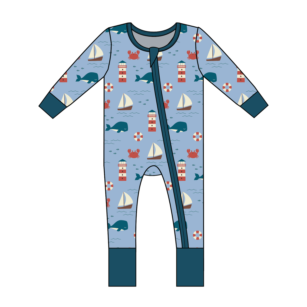Seas the Day Bamboo Convertible Footie Romper