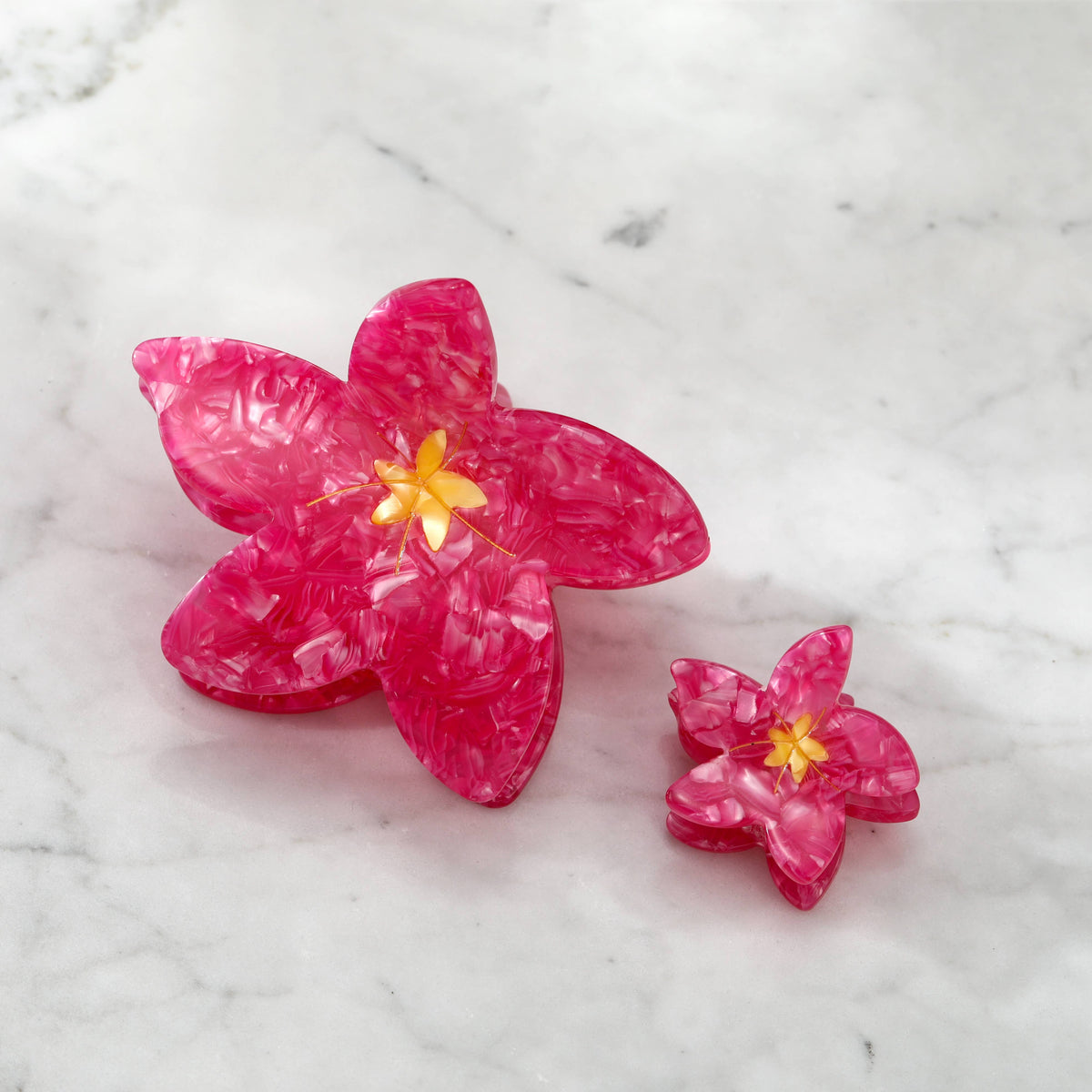 Eco-Friendly Plumeria Frangipani Flower Hair Clip Claw, Pink