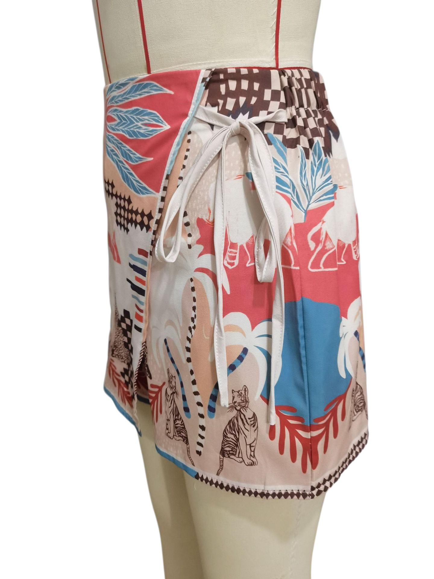 Boho Tropical Floral Casual Beach Shorts With Tie Waist