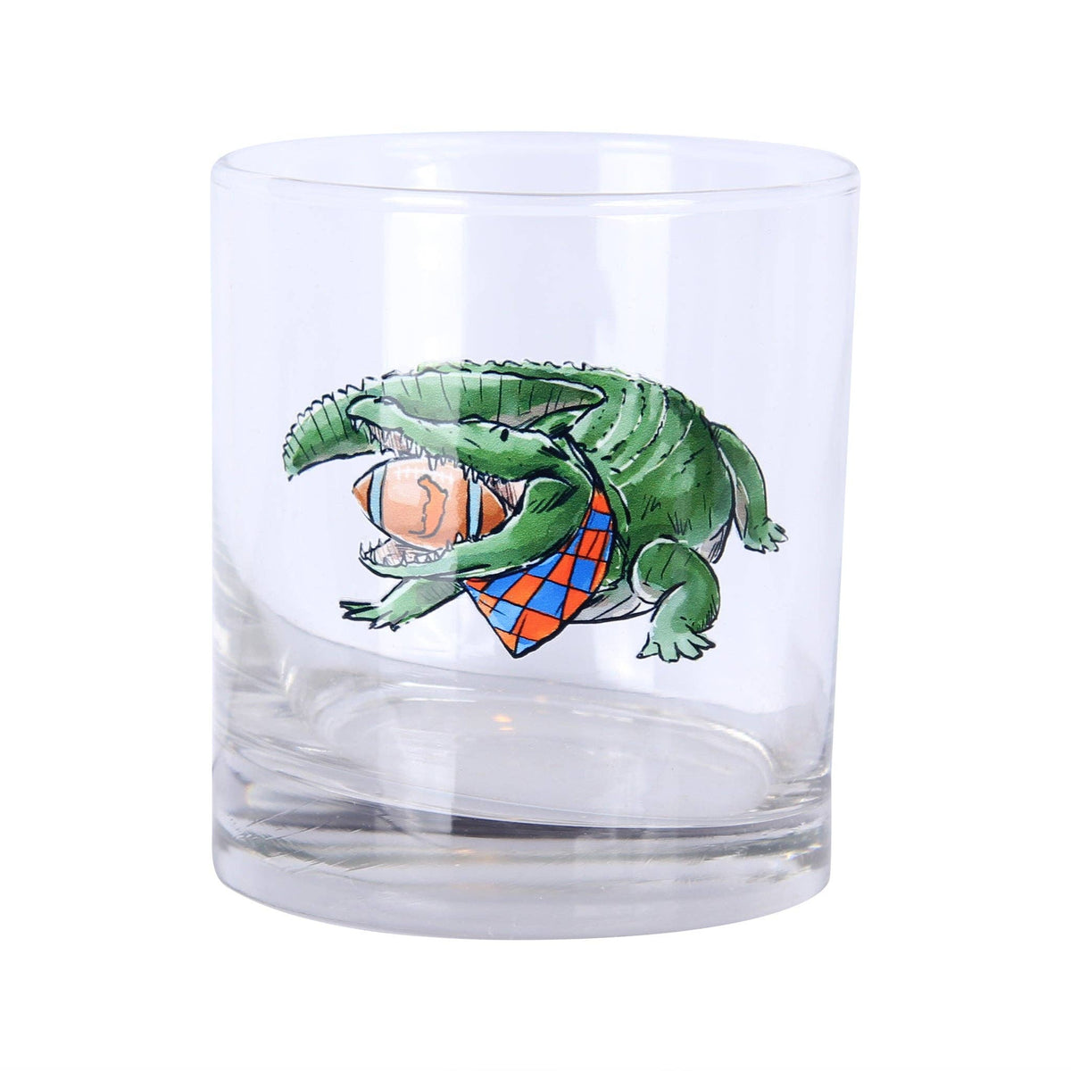 Gator with Football Rocks Glass