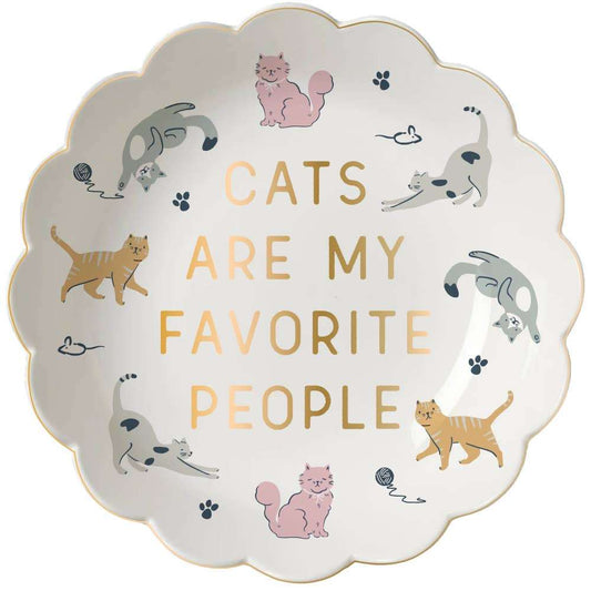 Ceramic Trinket Tray  | Cats Are My Favorite Scallop Tray