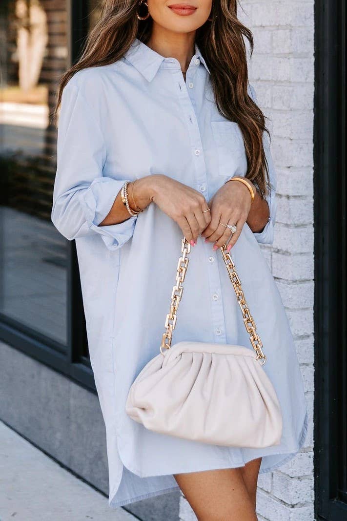Loose casual long sleeve shirt dress
