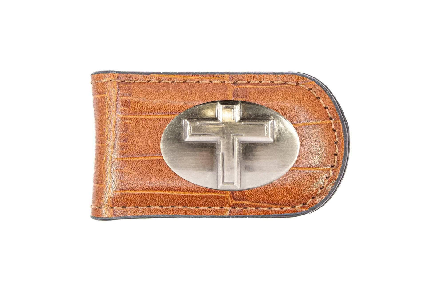 Christian Cross Leather Magnetic Money Clip Wallet
