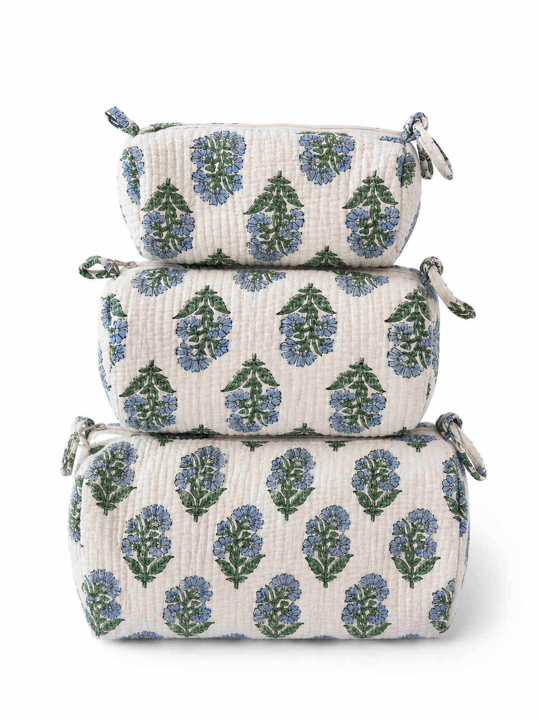 Blue Floral Cosmetic Bag Set