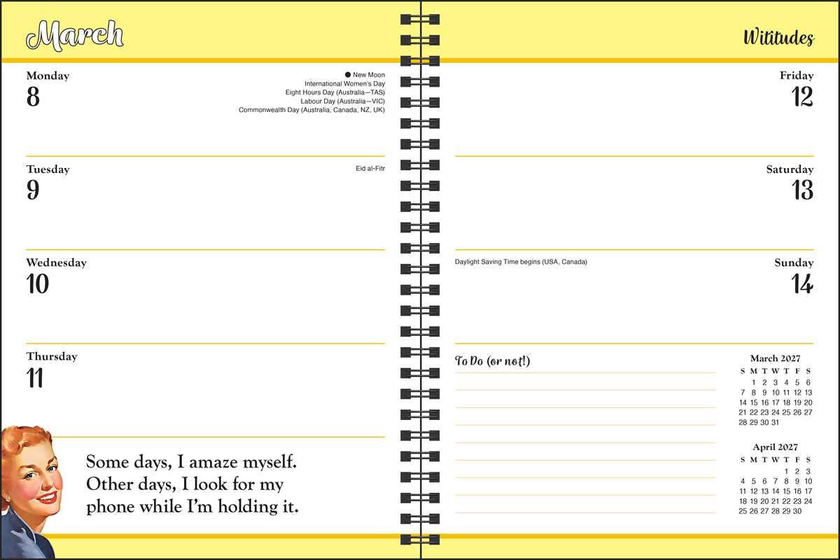 Wititudes 12-Month 2027 Monthly/Weekly Planner Calendar by Wititudes