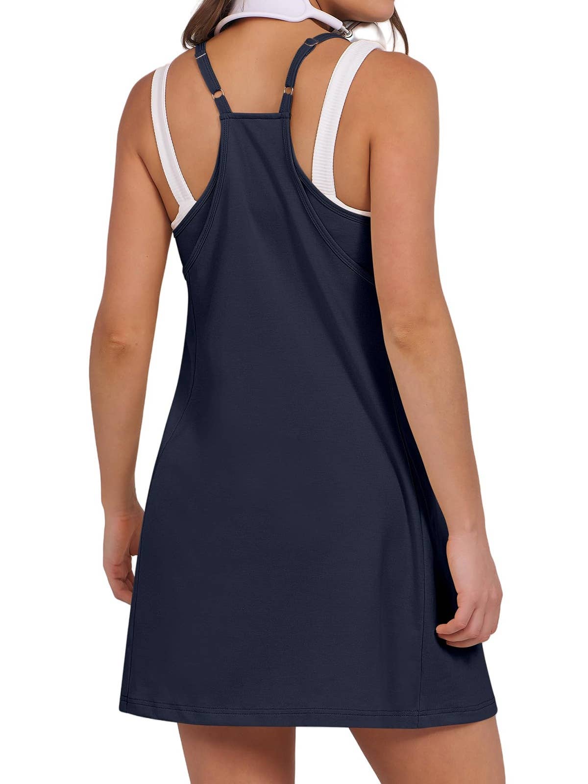 Athleisure Sleeveless Built in Romper Mini Dress in Solid