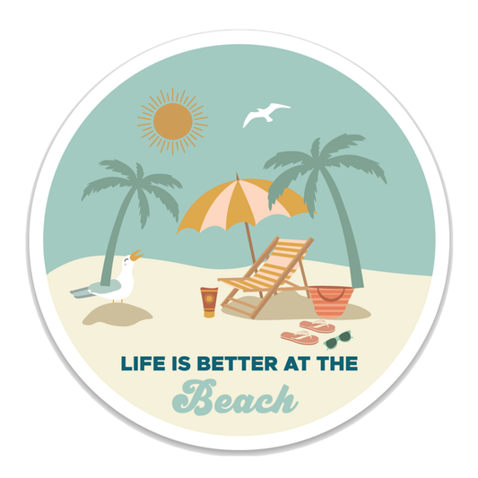 Life is Better at the Beach Coastal Vacation Sticker