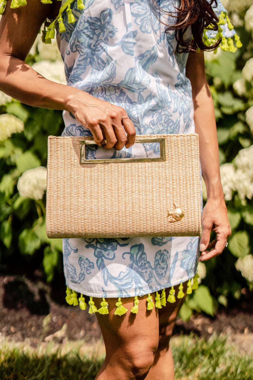 Chloe Clutch - Straw - Gold Charm - WS