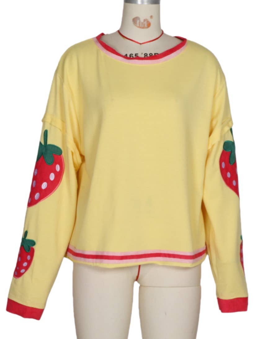 V day heart patch Relaxed fit crewneck long -sleeve shirt