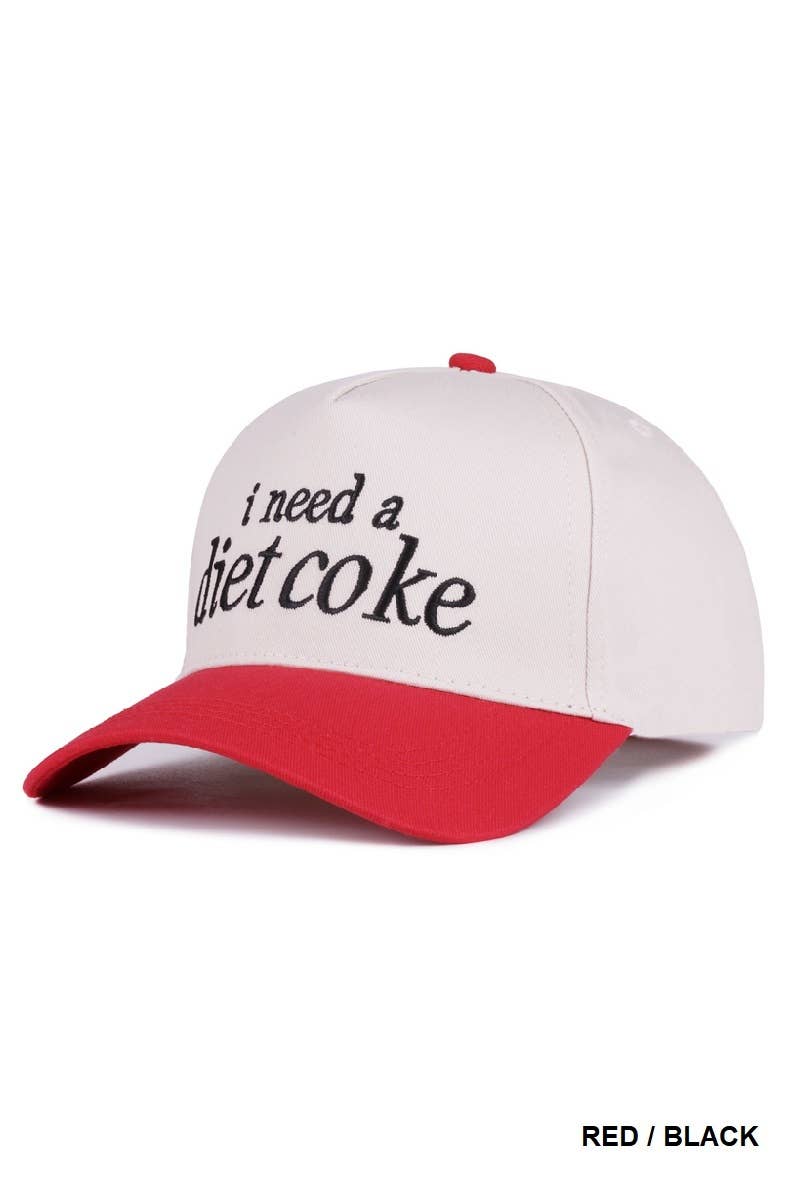 I Need A Diet Coke Two Tone Lettering Trucker Hat Cotton Cap