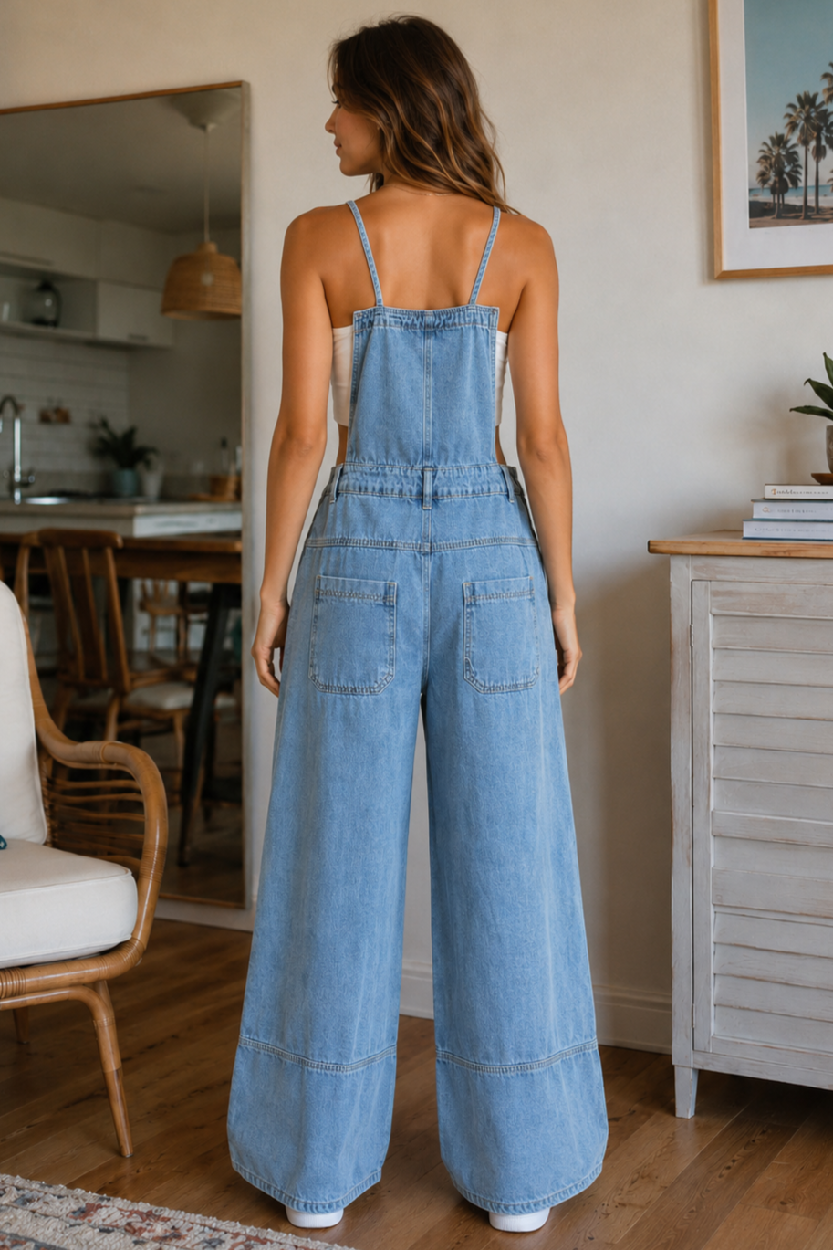 Miss Sparkling Wide Leg Overalls Set