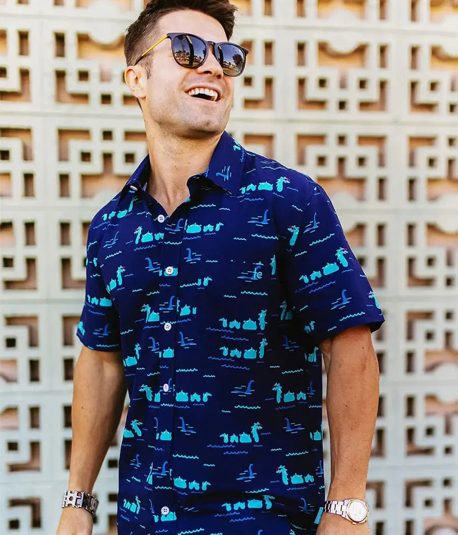 Nothin' But Nessy Men's Hawaiian Shirt - Cryptid Button Down